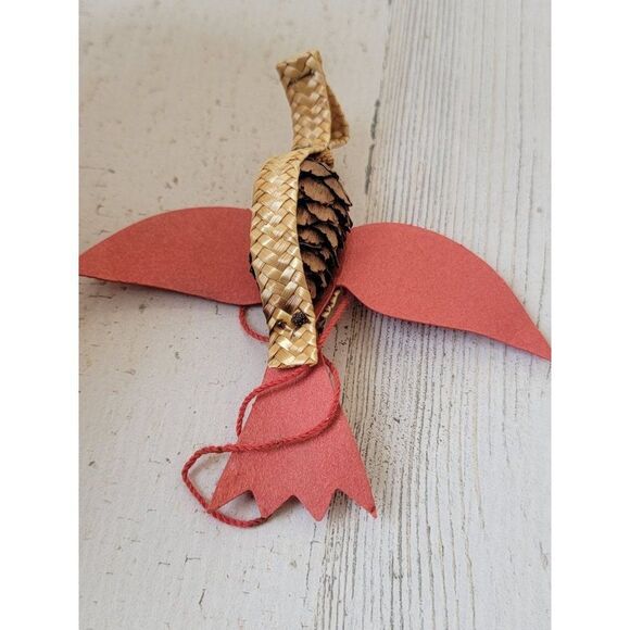 Handmade Pinecone bird woven ornament Xmas decor - Picture 5 of 5